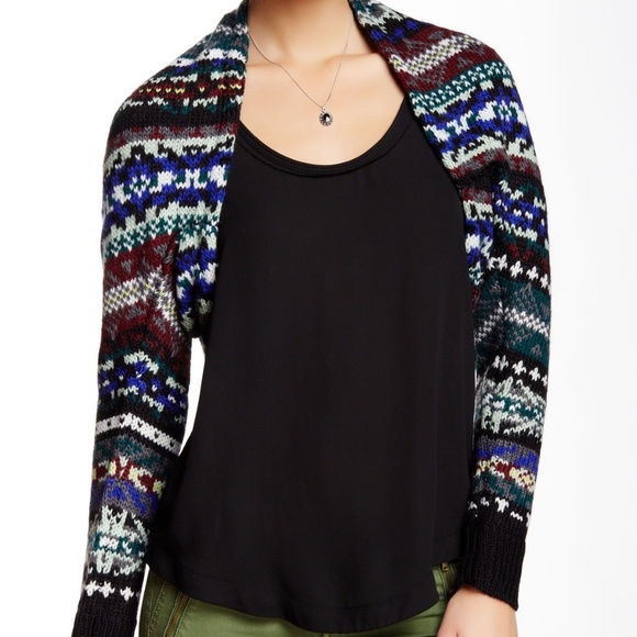 Free People Carnival Cardigan Sweater Shrug Bolero Fair Isle - Host Pick - Picture 2 of 8